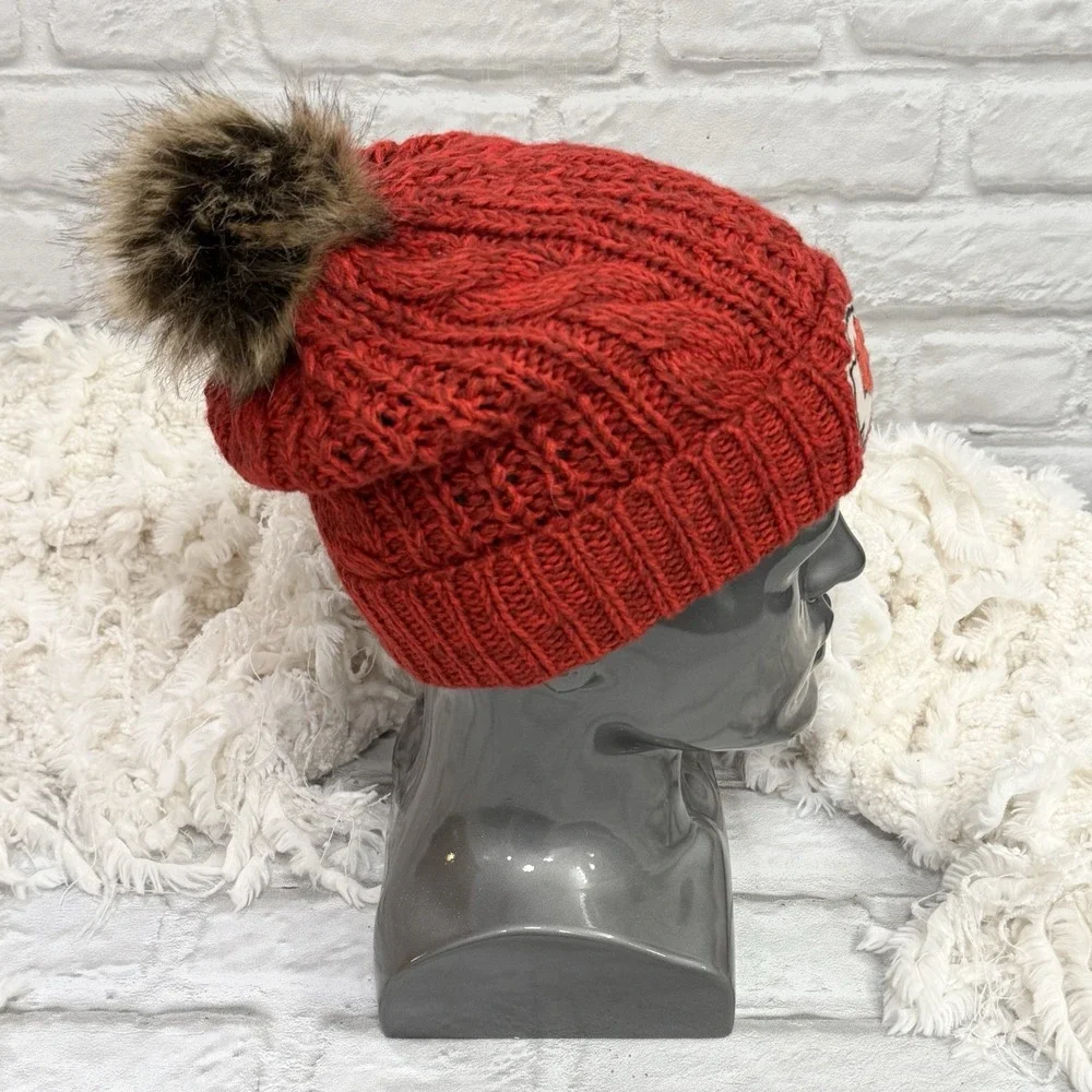 47' NFL Kansas City Chiefs Women's Cable Knit Beanie Hat Cap Football w/ Pom Pom